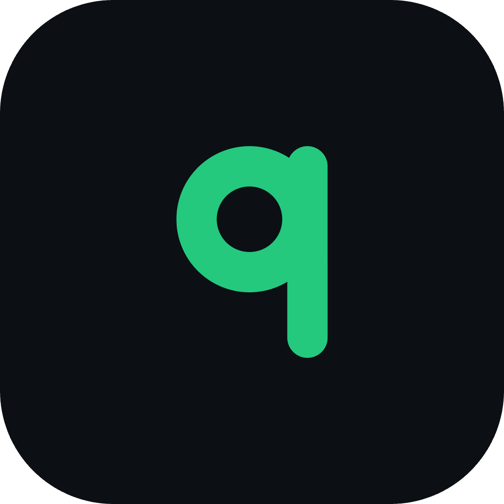 The Quibble app icon: a green lowercase q on a dark rounded square